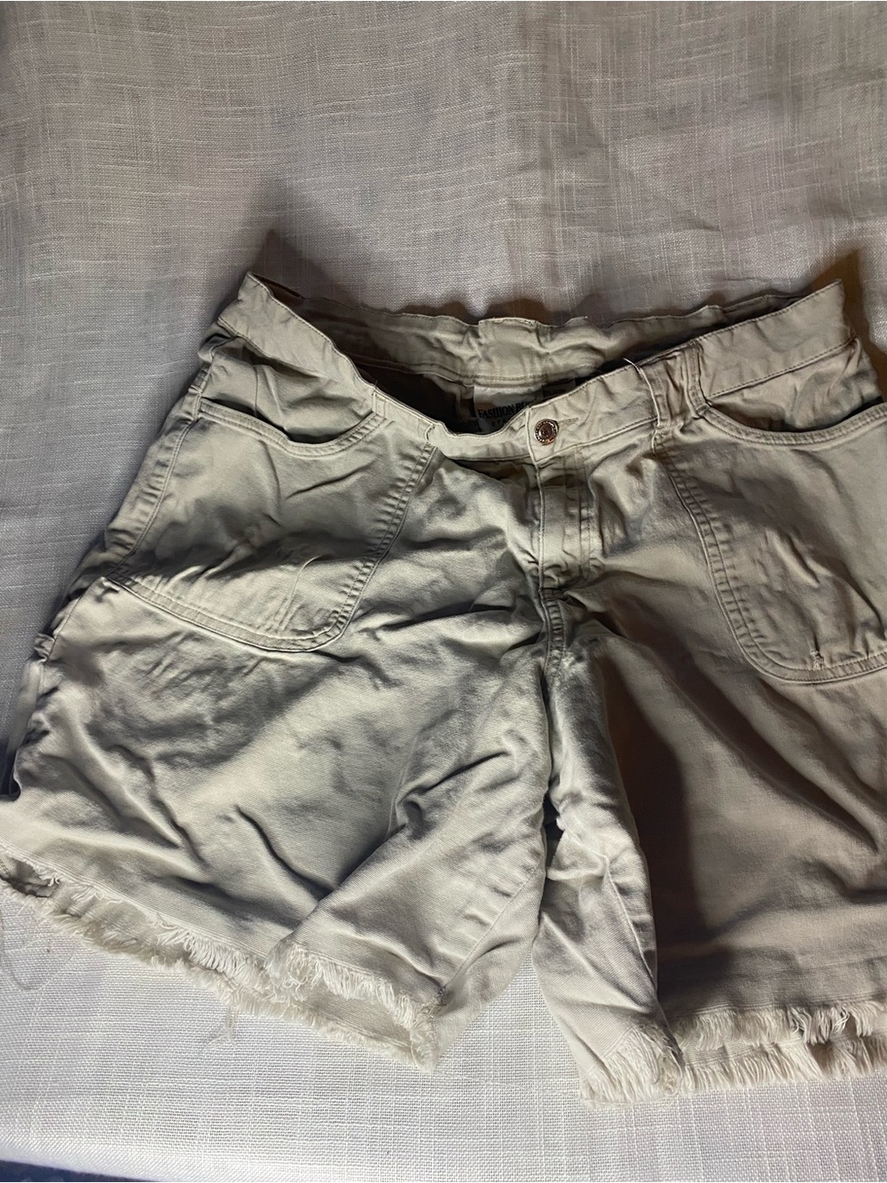 Fashion Bug Light Beige Frayed Hem Jean Shorts